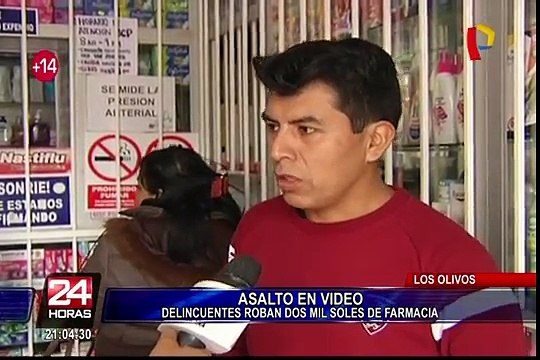 Cámaras registran asalto a farmacia en Los Olivos