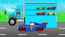 Lightning MCQUEEN Colors Cars Big Truck Transportation with SPIDERMAN Finger Family Nurser