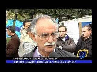 Vertenza Franzoni, smontata la "tenda per il lavoro"