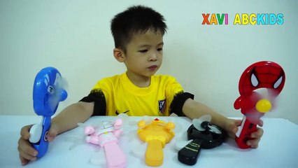 Learn Colors with mini Fan toys and Baby Xavi Superheroes Toys for kids Colours Learning v