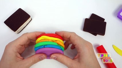 Y crema rosquilla enorme hielo Metro jugar arco iris emparedado súper remolino vídeo Doh |