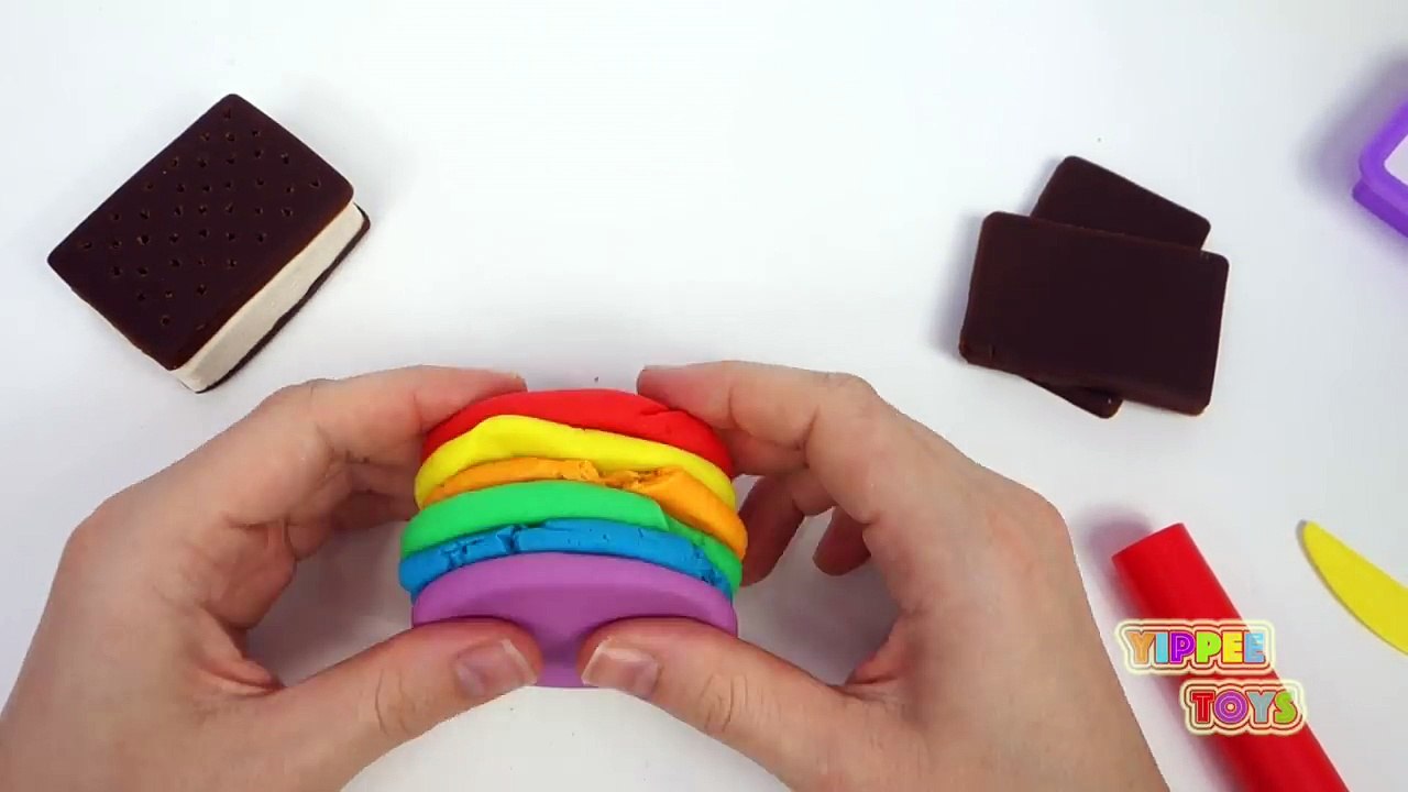 Y crema rosquilla enorme hielo Metro jugar arco iris emparedado súper remolino vídeo Doh |