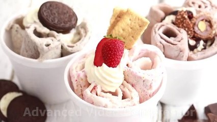 Homemade Rolled Ice Cream with Only 2 Ingredients + Nutella, Oreo & Strawberry Cheesecake Flavors!!