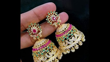 Multi color stone work jhumkas collections