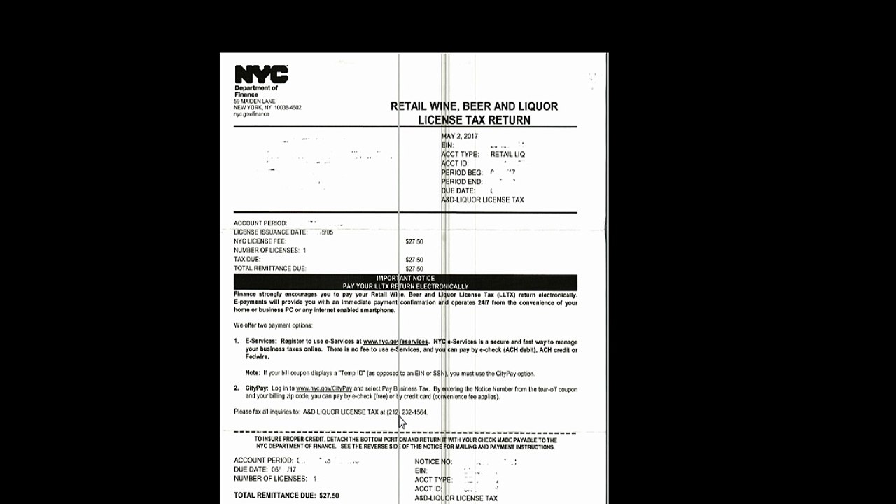 Retail wine beer and liquor sales tax return