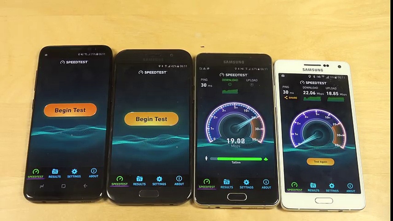 Samsung Galaxy S8 vs. Galaxy A5 2017 vs. A5 2016 vs. A5 2015 Internet Speed Test
