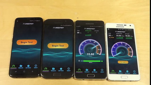 Samsung Galaxy S8 vs. Galaxy A5 2017 vs. A5 2016 vs. A5 2015 Internet Speed Test