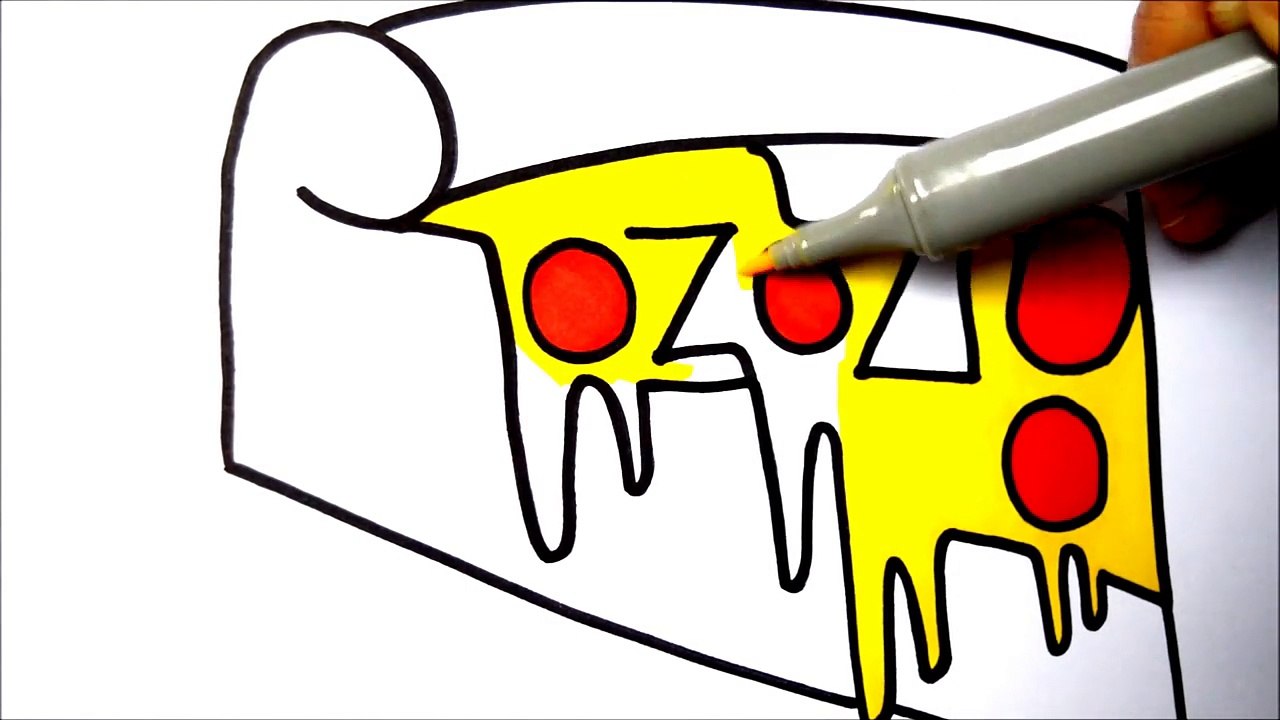 How to Draw, Write and Paint Pizza Sliced Coloring Book Pages l Learn Colors and Drawing for Babies-msQoSOnROmc