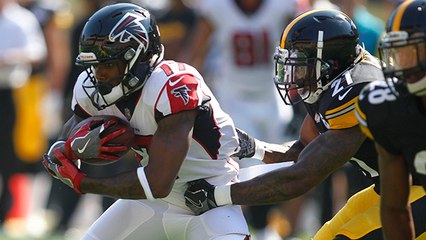 Marvin Hall comes back to Matt Ryan's pass for 18-yard gain in the red zone