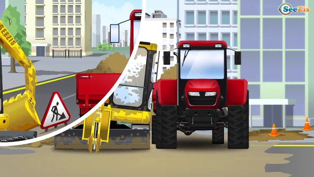 Мультики про машинки для детей Трактор едет работать Экскаватор Кран Сборник все серии подряд