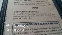 Food Review, Doc Morgan restaurant, Bowen Island, Crowded Chowder dish, halibut fish and chips entree