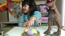 Défi dinosaure dinosaures Oeuf des œufs enfants jouet jouets vidéo contre T-rex velociraptor surprise