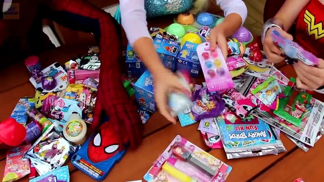 Spiderman & Frozen Elsa BECOME DOLLS! Shoes! Wonder Woman! Anna! Joker Superhero Fun in Real Life!-SzsgZtwYBzM