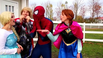 Spiderman & Frozen Elsa RAINBOW MONSTER! Princess Anna Superman Joker Superhero Fun in Real Life!-YADY5Qq6l3g