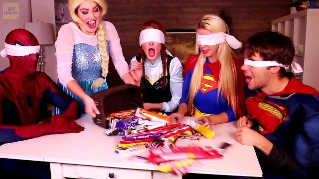 Spiderman & Frozen Elsa CHOCOLATE CANDY PARTY! Pink Spidergirl Joker Superhero Fun in Real Life!-M-gCqKlgGTE