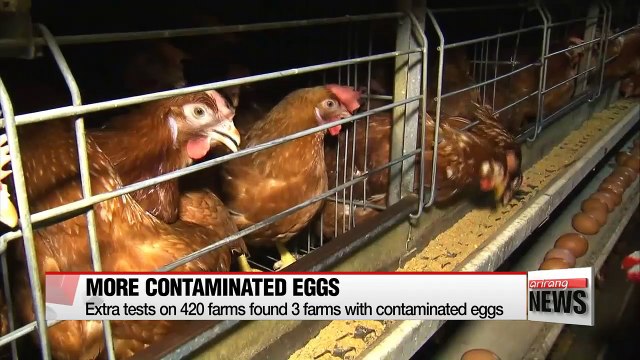 Additional tests on 420 farms found 3 farms with contaminated eggs