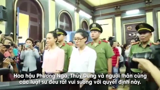 Hoa hậu Phương Nga tươi cười sau khi HĐXX ký quyết định tại ngoại