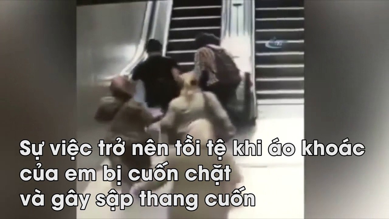 chạy nhảy trên thang máy, cậu bé 9t bị thang cuốn xuýt chết