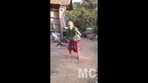 Funny Grandpa dancing .