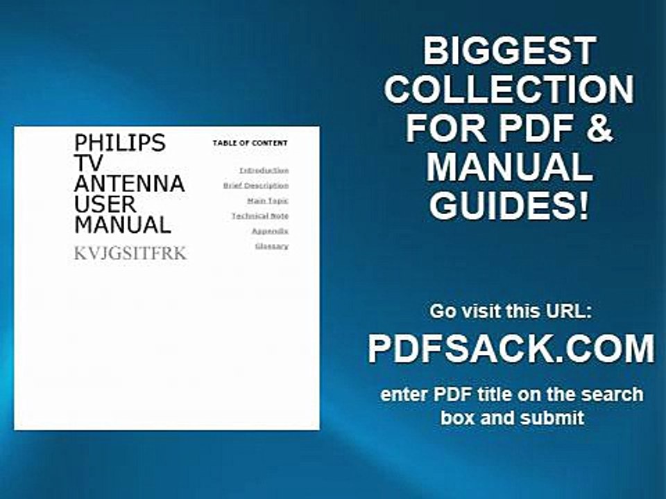 Philips Tv Antenna User Manual