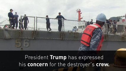 Скачать видео: 10 US sailors missing after Navy ship collision in Pacific