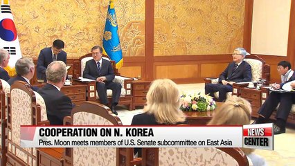 Télécharger la video: Pres. Moon meets with U.S. and Japanese lawmakers, discussing Seoul's North Korean policies