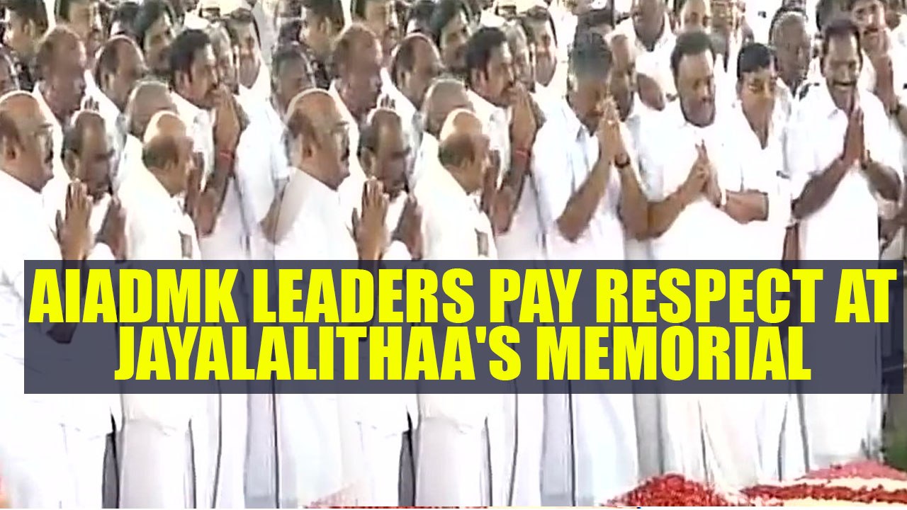 AIADMK leaders pay respects to Jayalalithaa after party merger , Watch | Oneindia News