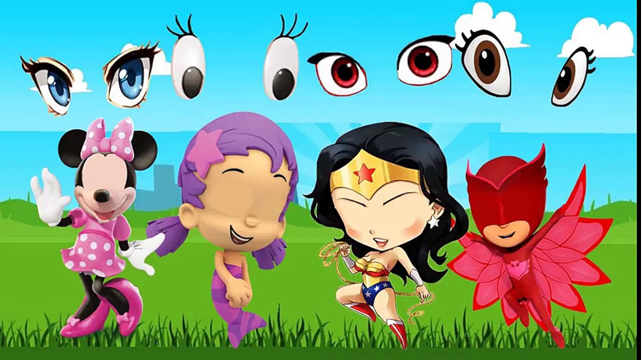 Wrong Eyes PJ Mask Minine Mouse Captain American Bubble Guppies Finger Family Songs Learn Color Kids