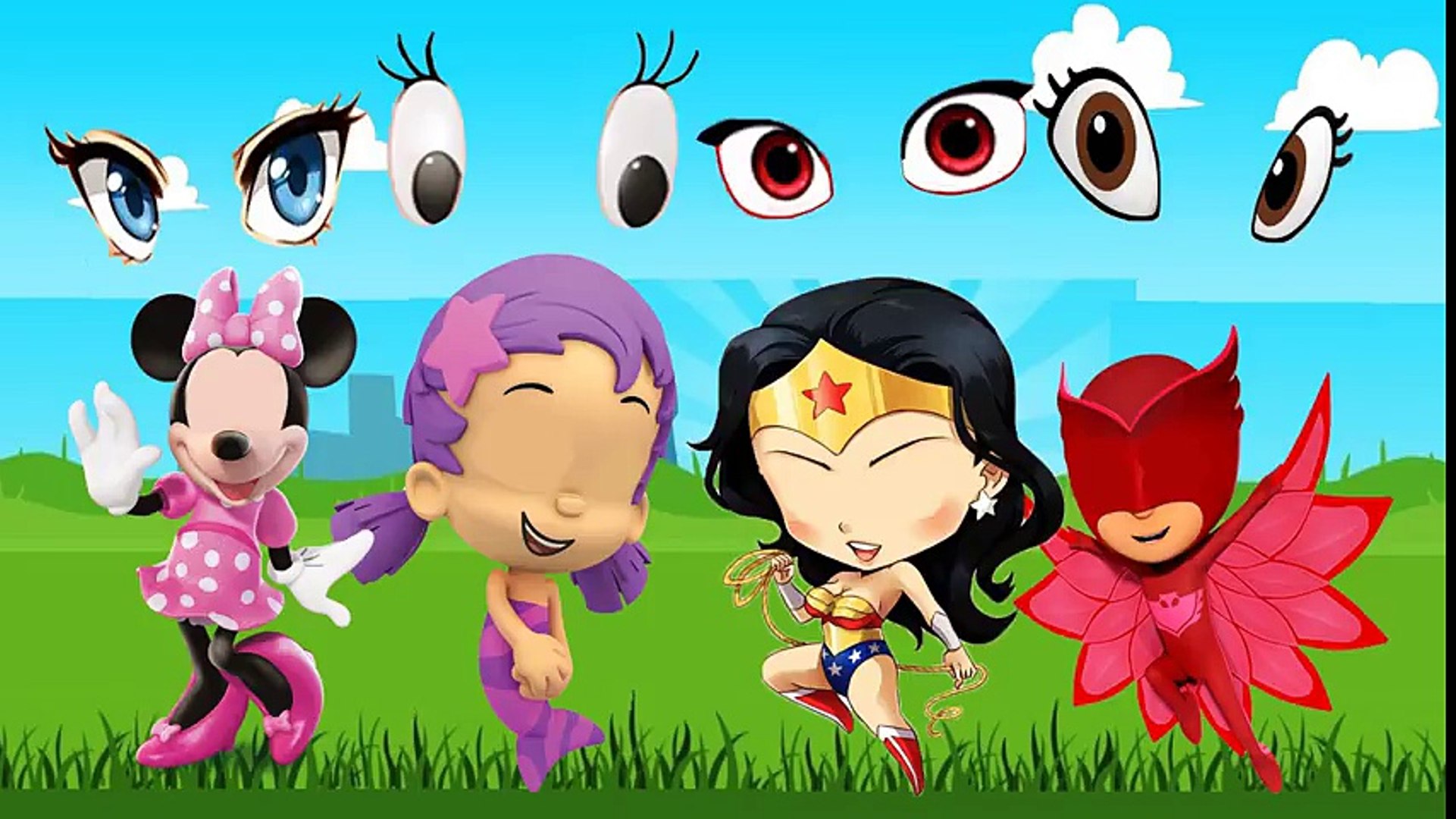 ⁣Wrong Eyes PJ Mask Minine Mouse Captain American Bubble Guppies Finger Family Songs Learn Color Kids