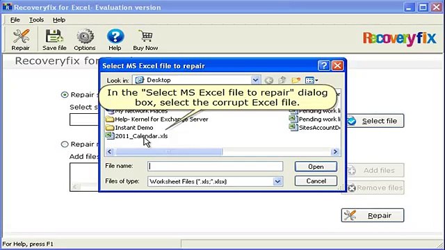 Recoveryfix for Excel, recover and repair corrupted xls file