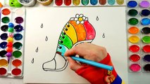 Joli Robes coloration pour enfants à Apprendre couleur avec briller aquarelle peindre