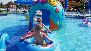 Outdoor playground fun for kids at Water Park. Video from KIDS TOYS CHANNEL