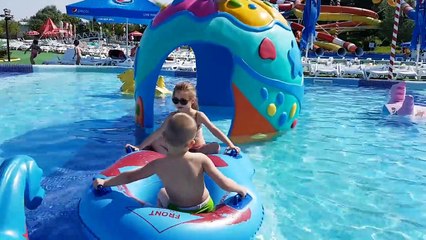 Outdoor playground fun for kids at Water Park. Video from KIDS TOYS CHANNEL