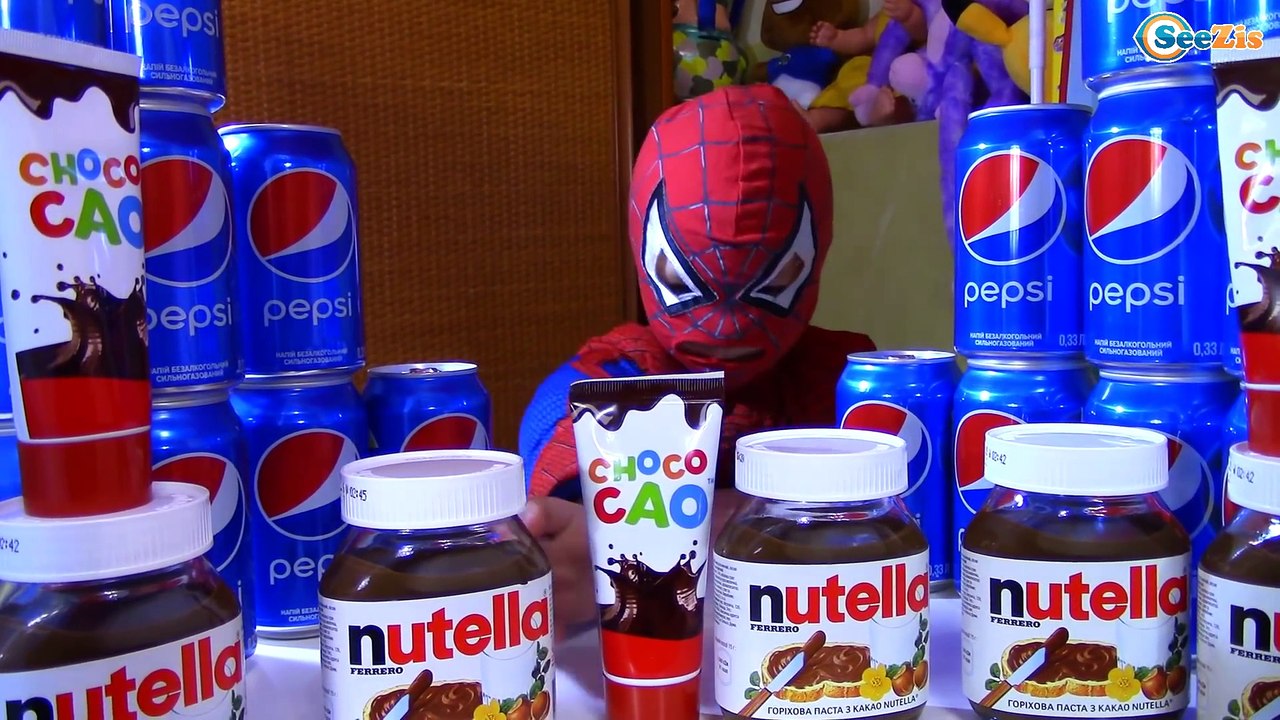 AMAZING NUTELLA CHALLENGE! Little Baby Spiderman & Hulk Toys Kids Pepsi Funny Movie in Real Life