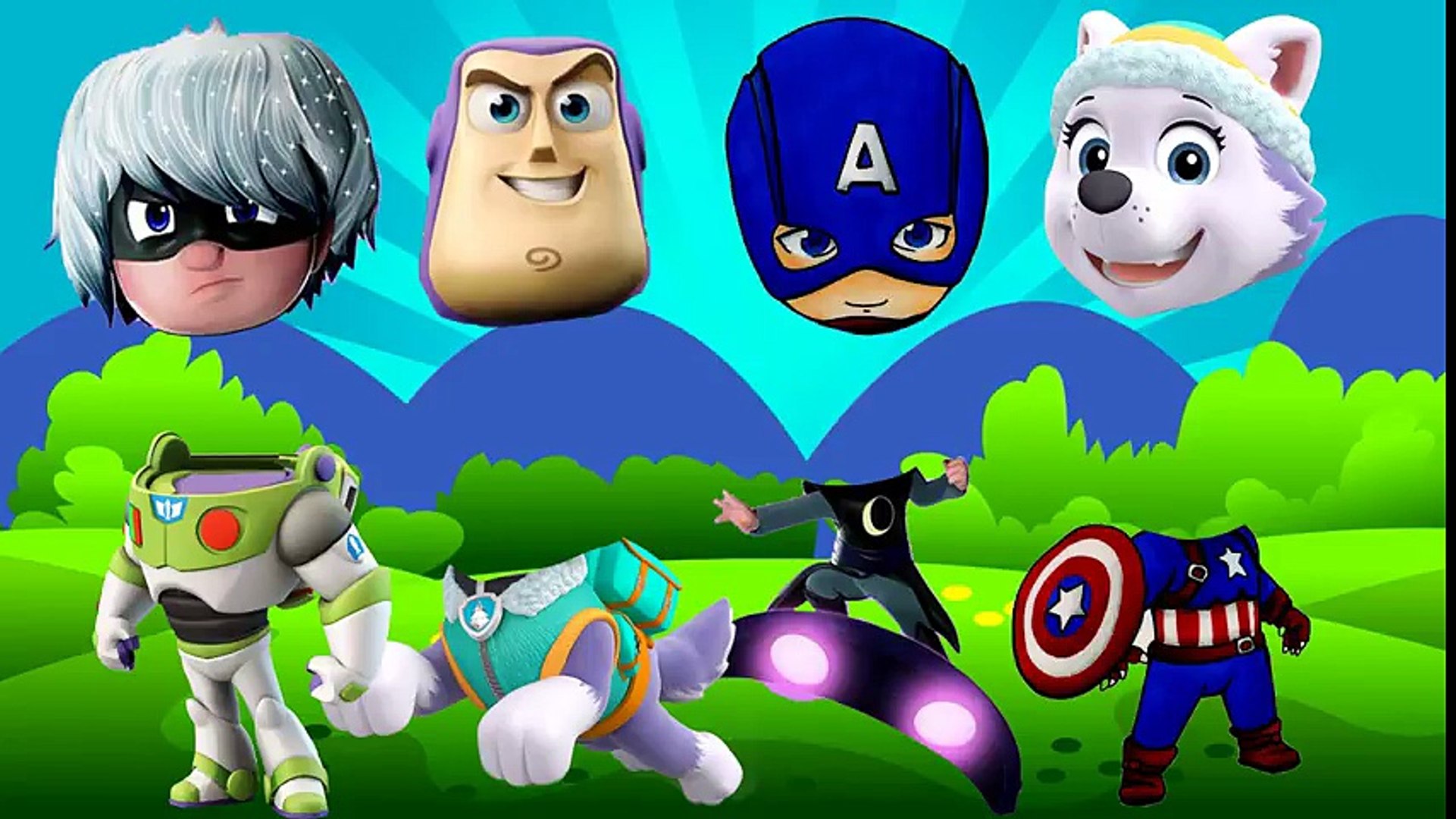 ⁣Wrong Heads Pj Mask Lunar Girls, Everest Paw Patrol, Captain American , Toystory Finger Family Songs