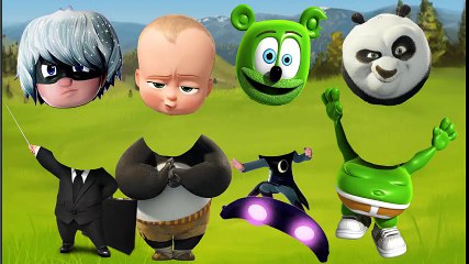 Wrong Heads PJ Mask Lunar Girl, Boss Baby, Kungfu Panda, Gummy Bear Finger Family Songs Nursery Kids