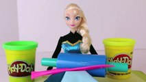 Play Doh Frozen Elsa and Anna Barbie Doll Color Change Twin Makeover Play-Doh Dress Disney