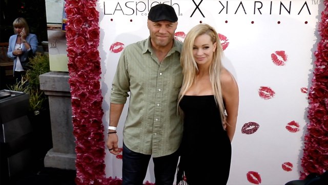 Randy Couture and Mindy Robinson at Karina Smirnoff's New Make Up Collection Launch Red Carpet