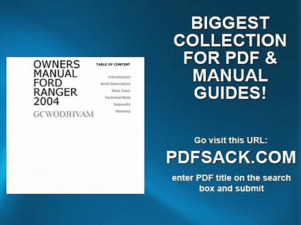 Owners Manual Ford Ranger 2004