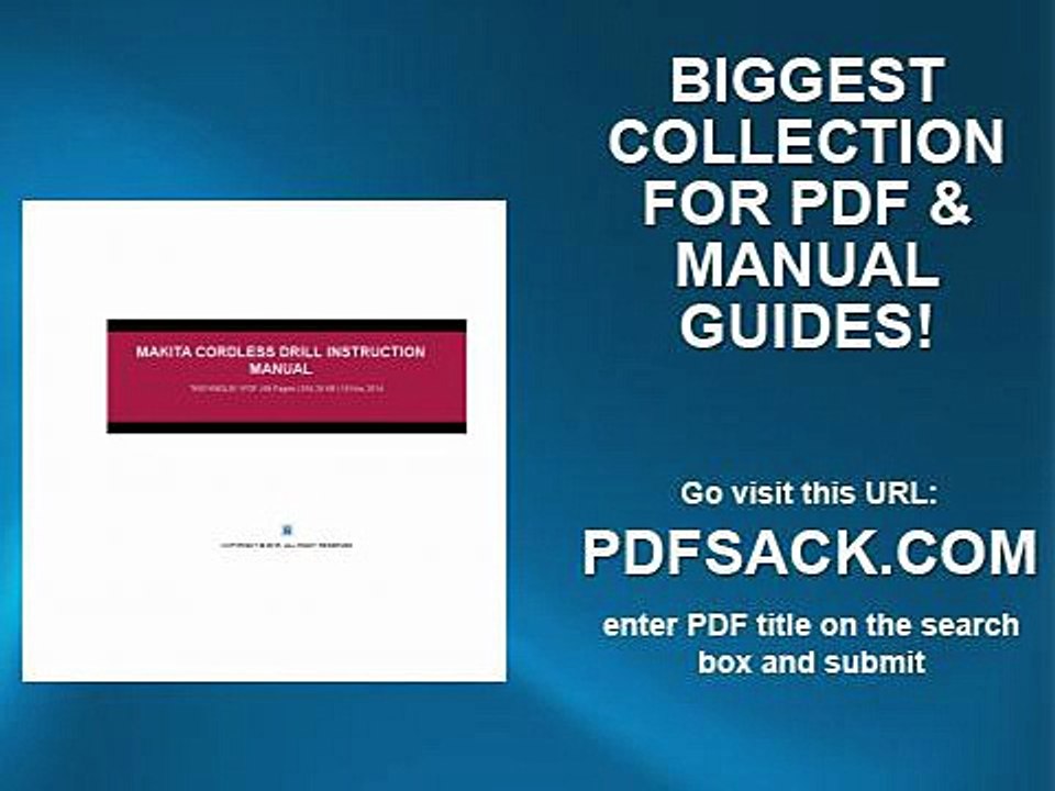 Makita Cordless Drill Instruction Manual