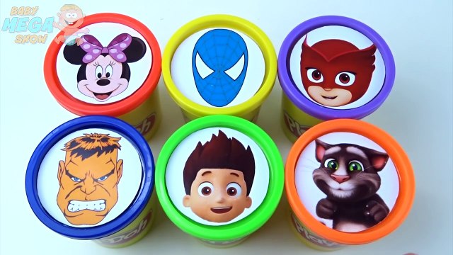 Сups Stacking Toys Play Doh Clay Pj Masks Paw Patrol Talking Tom Spiderman Hulk Learn Colo