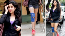 Sridevi's Daughter Jhanvi Kapoor Knee INJURY  Spotted Wearing Knee Cap