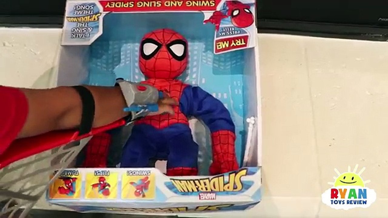 SPIDERMAN HOMECOMING MOVIE TOYS SURPRISE HUNT for Kids + Spider-man MotorBike Power Wheels Unboxing - YouTube