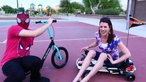Razor Go-Cart with Little Batman vs Razor Scooter vs Power Wheels with Sandra by ToysRevie