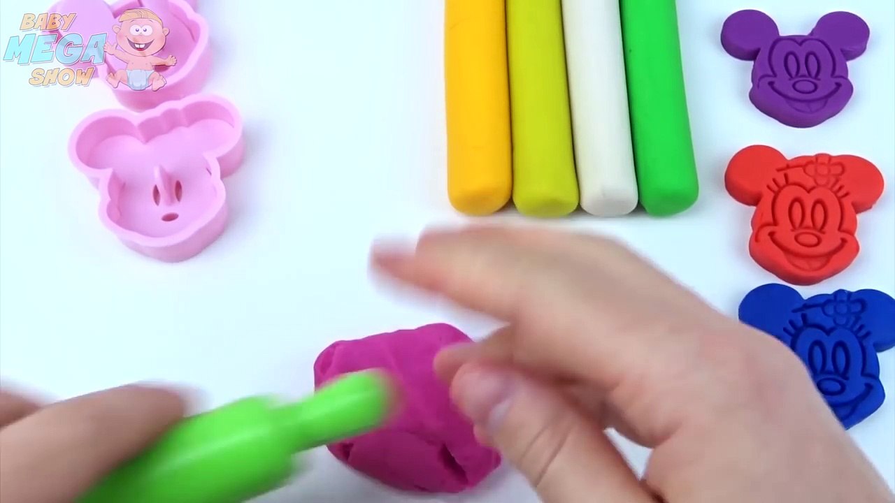 Learn Colors Play Dough Mickey Mouse Hello Kitty Molds Rainbow Clay Fun and Creative for K