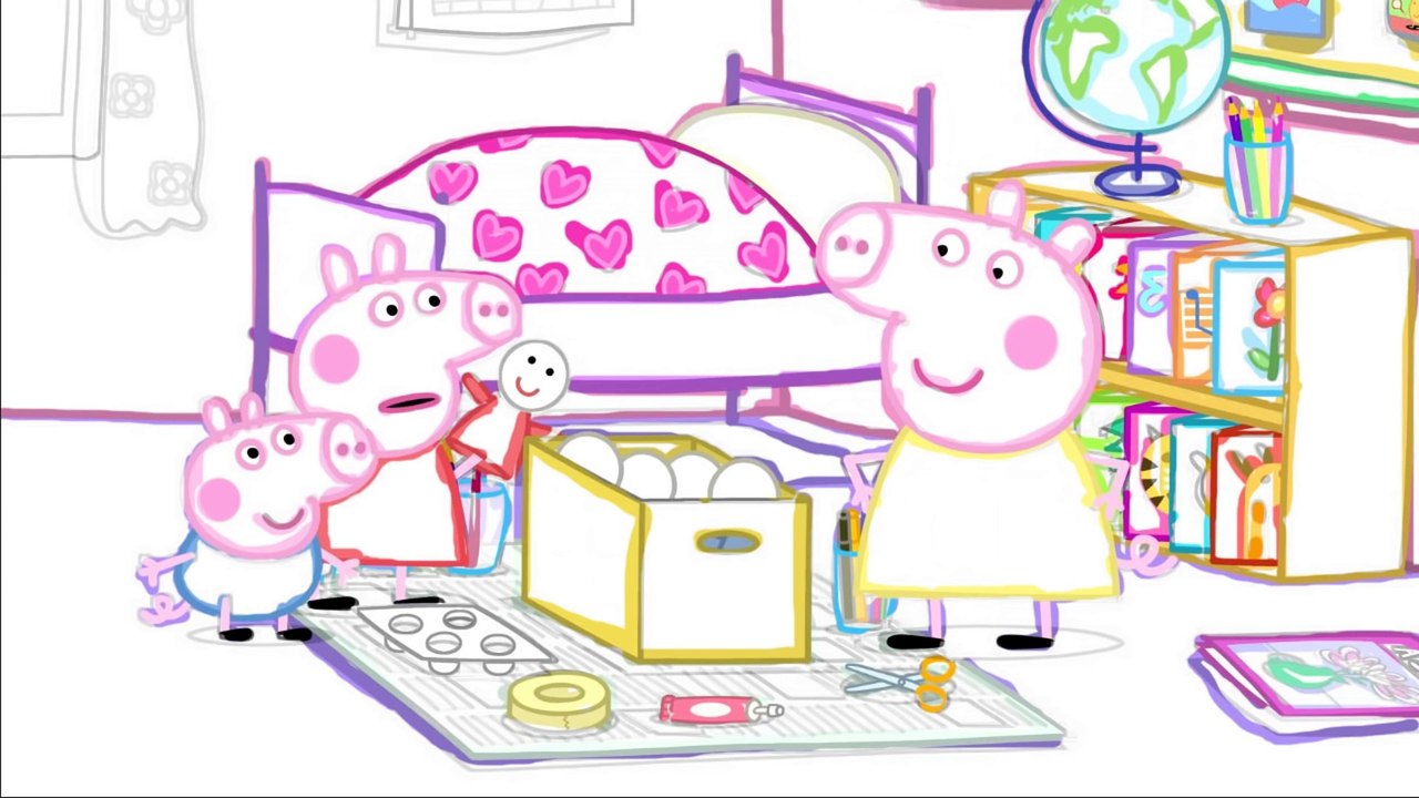 Cartoon Peppa Pig and dinosaur