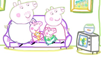 Cartoon Peppa Pig watching TV