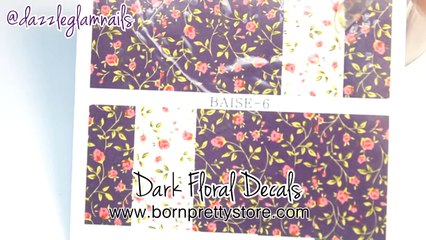 Acrylique noir facile mat ongles floral