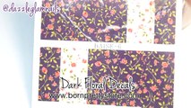 Acrylique noir facile mat ongles floral