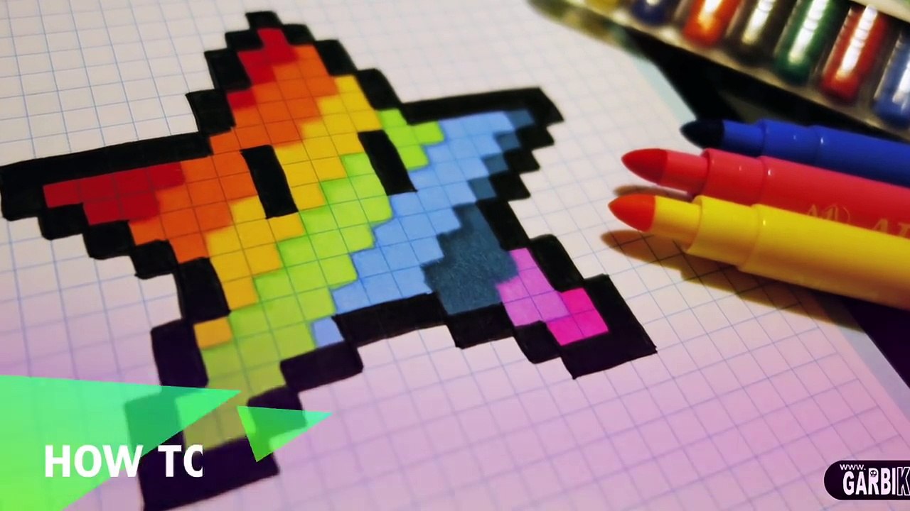 Diamant dessiner fait main Comment arc en ciel à Il Pixel art pixelart